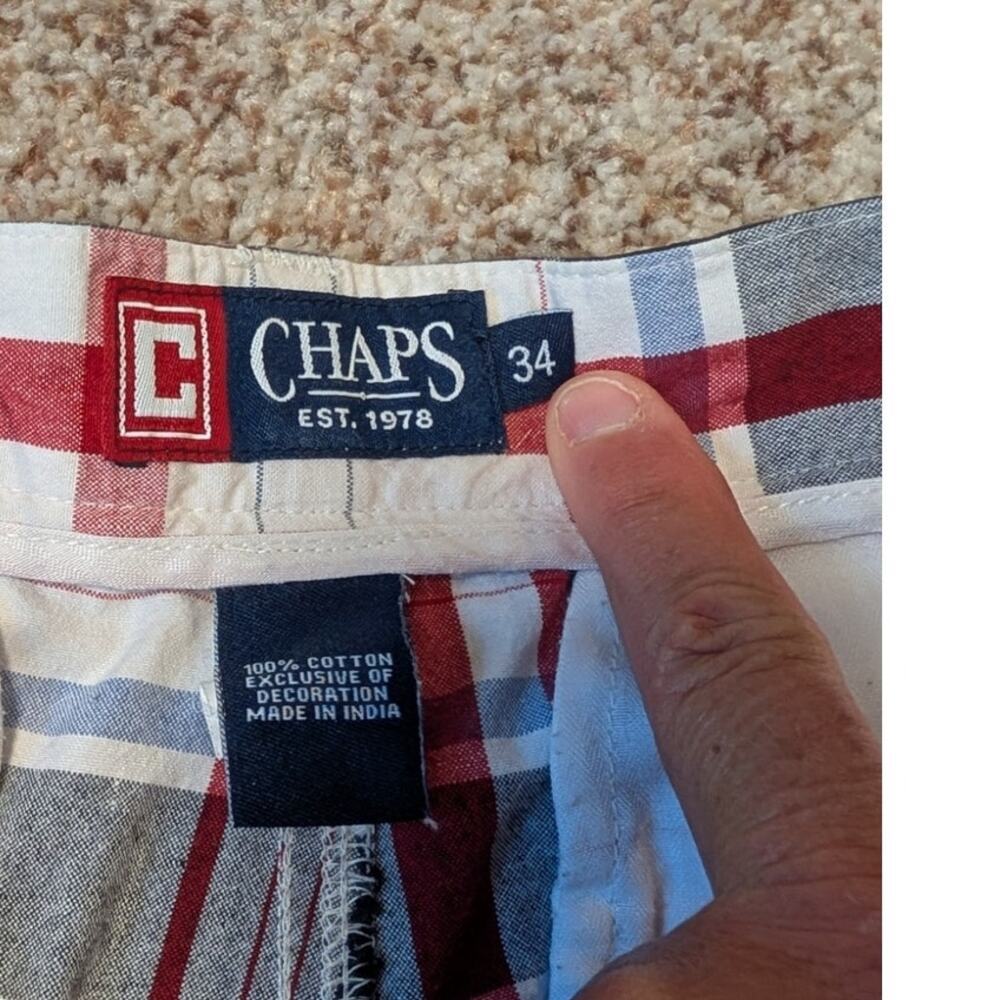 CHAPS Mens Shorts, 34, Patriotic Red, White & Blue Plaid; 4th of July; Cotton - Picture 3 of 9